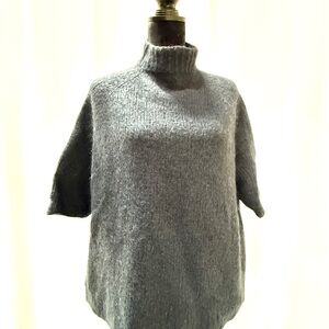 Hand Knit Wool Turtleneck Sweater, Navy Blue